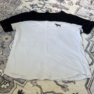 PINK Victoria's Secret Black and White Short Sleeve Tees